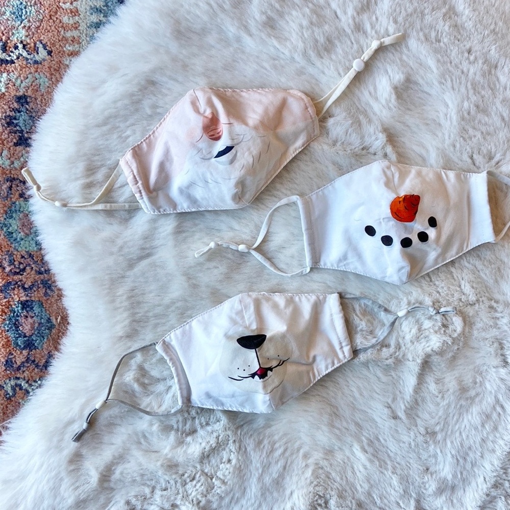 old navy kids 3 face masks toddler size 2-6 Christmas santa snowman polar bear